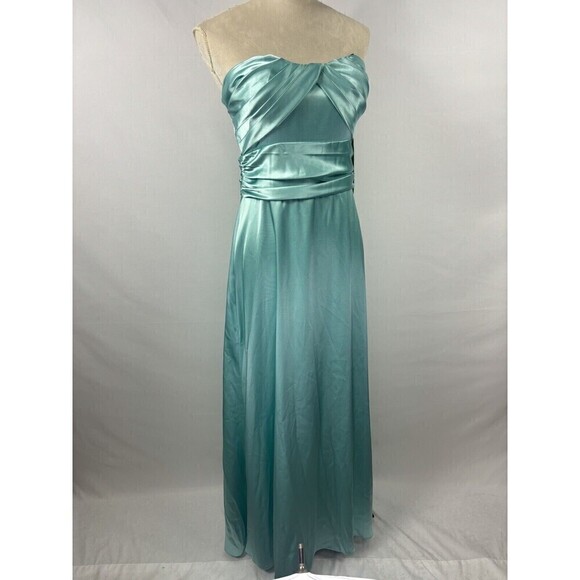 Nicole by Nicole Miller Platinum Formal Dress Gown Aqua Blue 14 Maxi Strapless - Picture 1 of 11